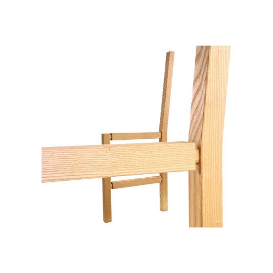 Close-up of light wood joint assembled with a beech tenon from Festool woodworking tool accessories collection