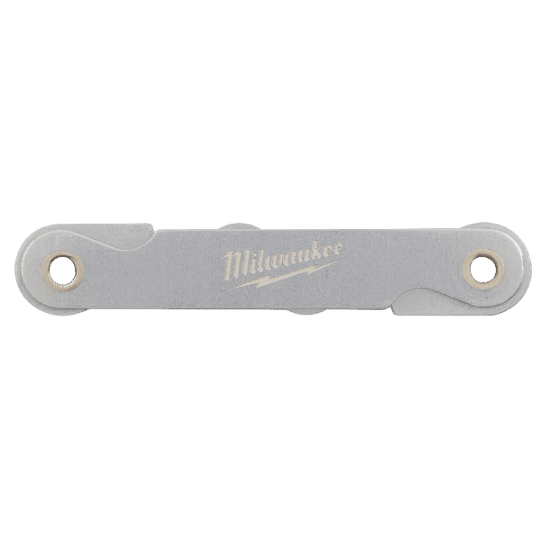 Compact foldable stainless steel thread gauge for measuring SAE thread sizes in power tool accessories and drill bits collections