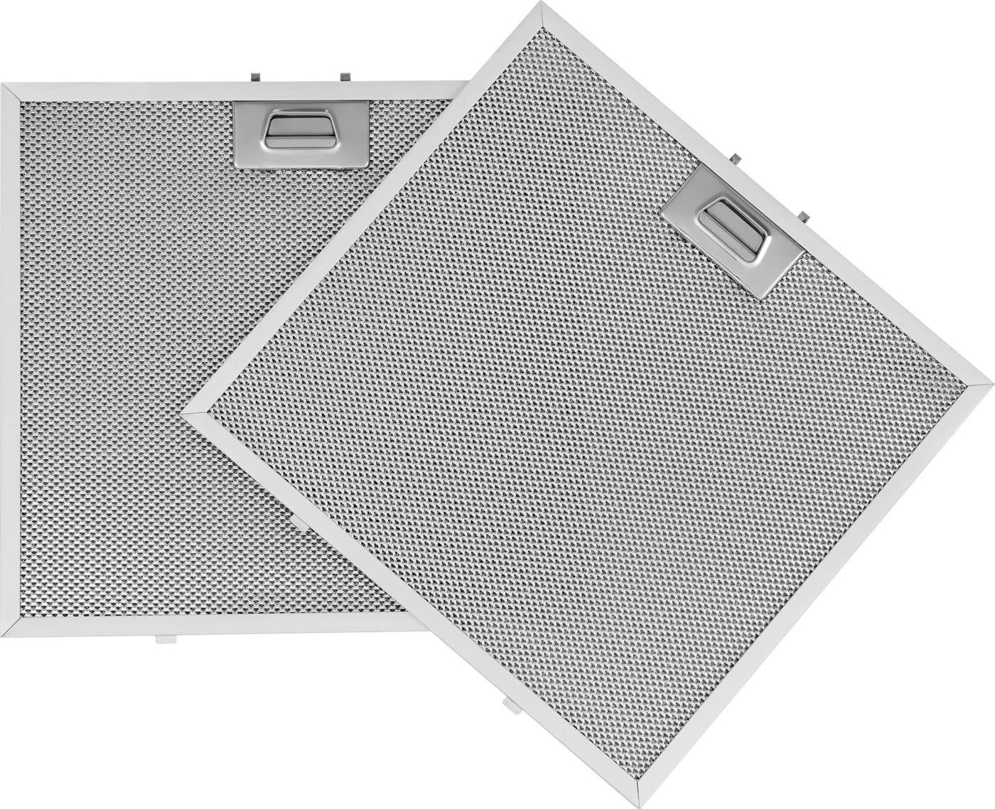 Two stainless steel dishwasher-safe mesh filters for efficient smoke and grease capture in range hoods collection