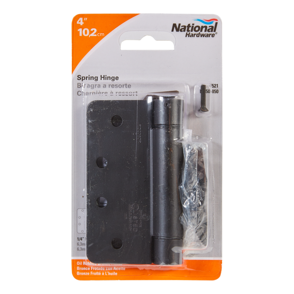 4-inch oil rubbed bronze spring door hinge with mounting screws for home improvement and door hardware projects under $50 collection