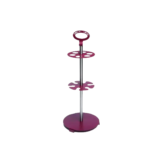 Compact deluxe carousel tool rack in burgundy finish for organizing six woodturning tools in woodworking collections under $100