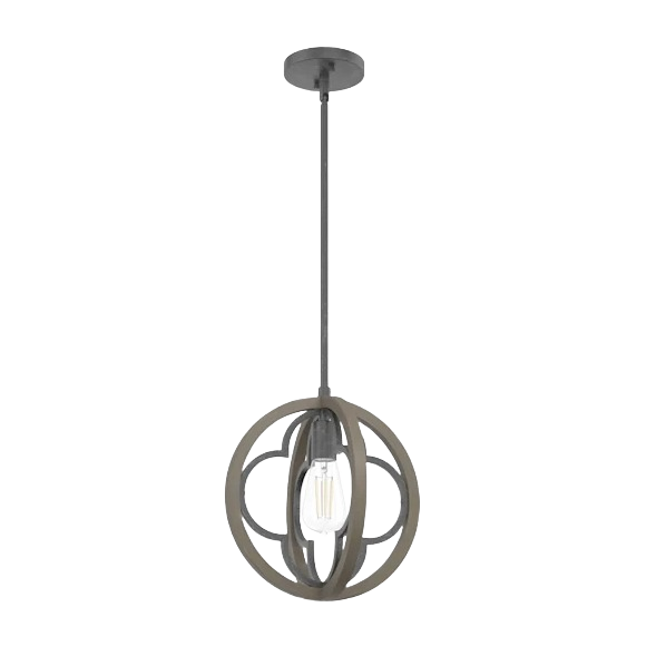 Rustic iron and French oak pendant light with quatrefoil design, ideal for dining and bathroom lighting under $100