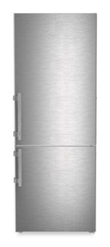 Brushed stainless steel freestanding refrigerator with freezer compartment and right-hinged doors in appliances collection