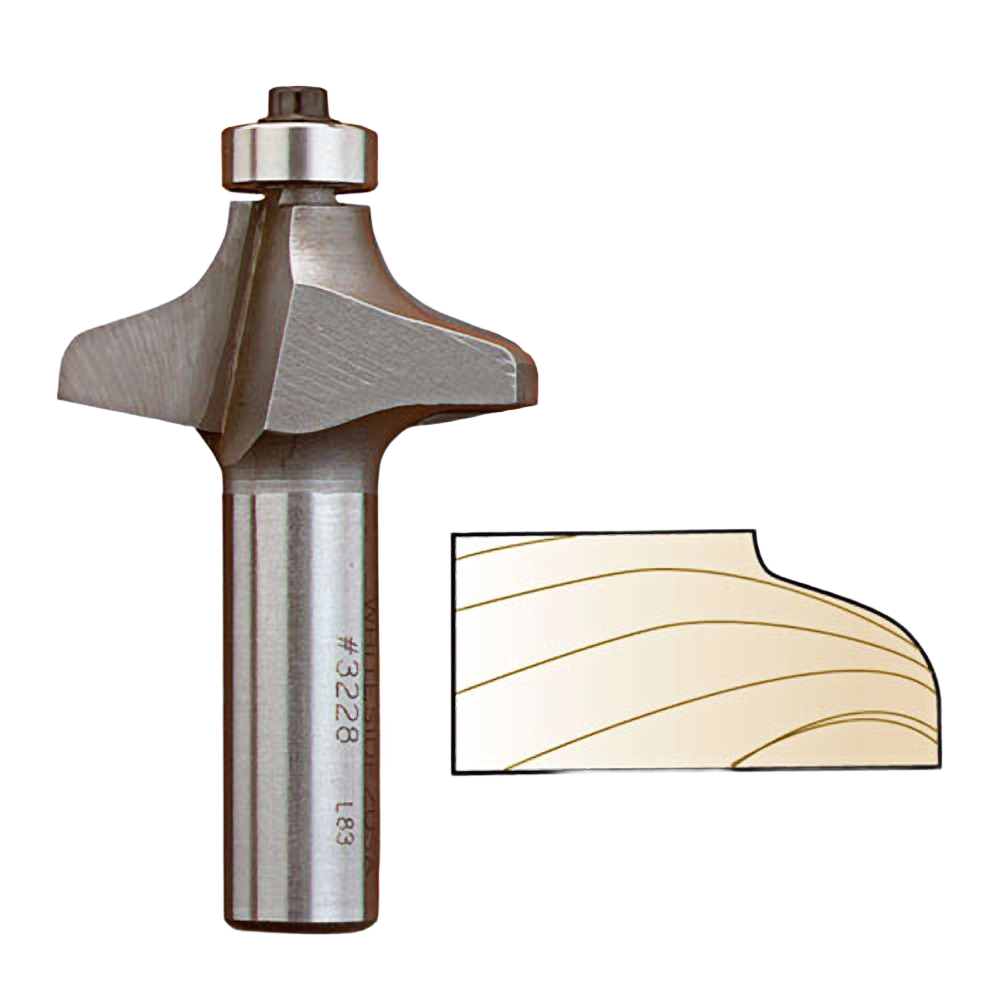 Carbide-tipped Ogee router bit with bearing guide for decorative edging in tool and power tool accessories collections
