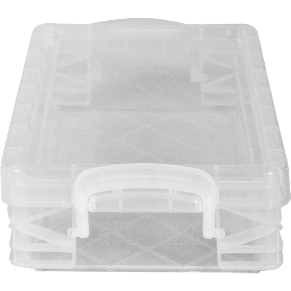 Transparent stackable plastic case with secure latch for organizing pencils and small home improvement tools