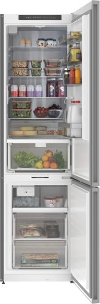 800 Series, Free-standing fridge-freezer with freezer at bottom, glass door, 24'', White, Total No Frost