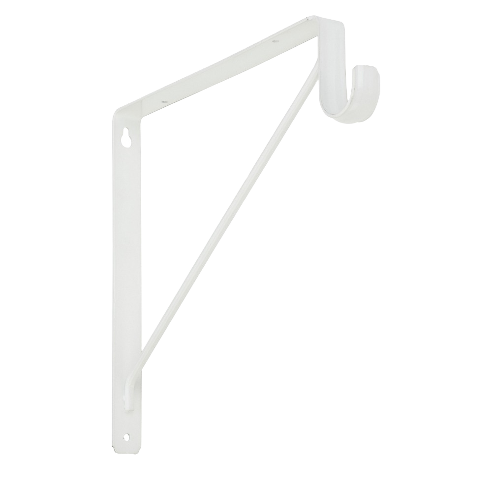 White metal shelf and rod bracket with support arm for shelving and organization under $50 collections