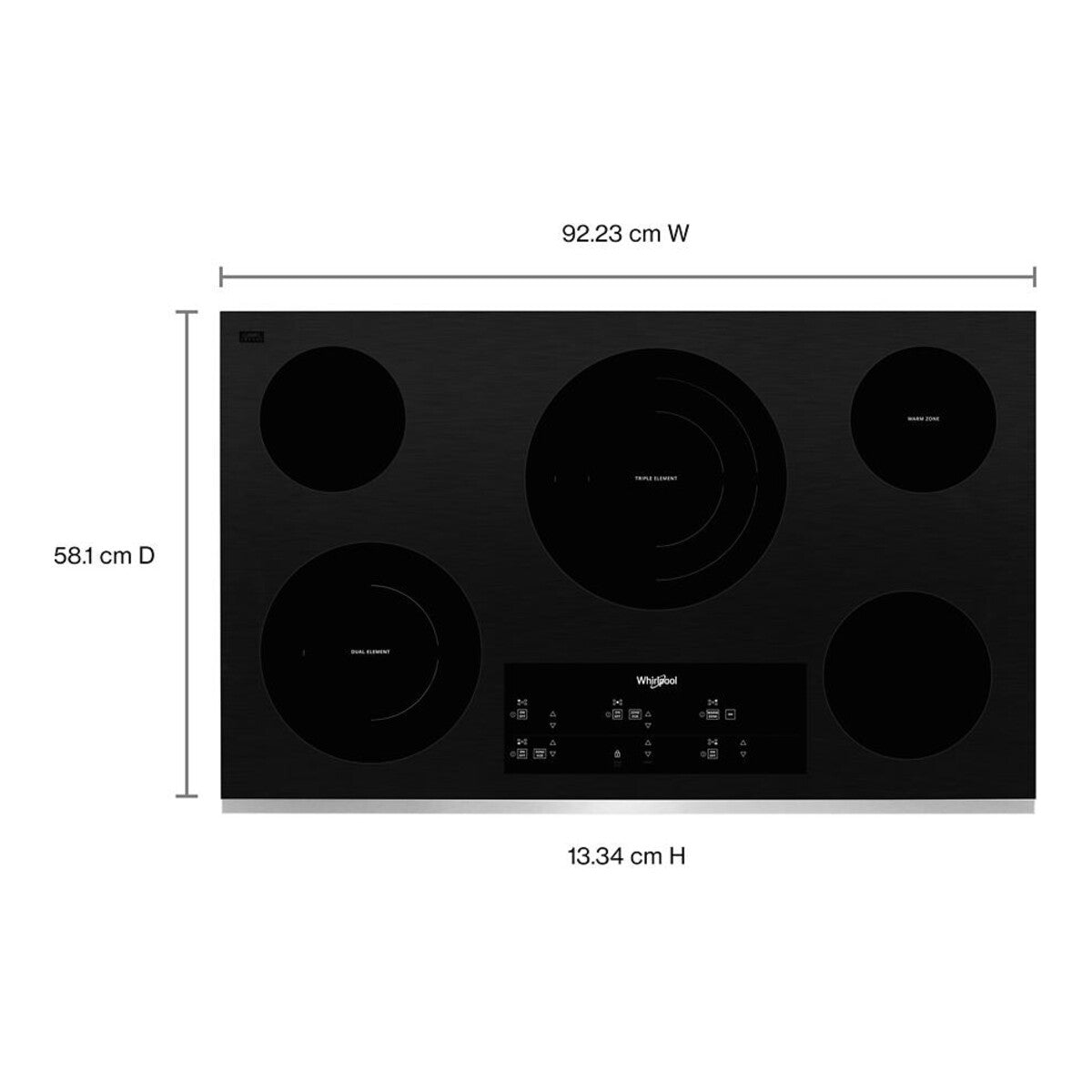 36-inch Electric Ceramic Glass Cooktop with Triple Radiant Element