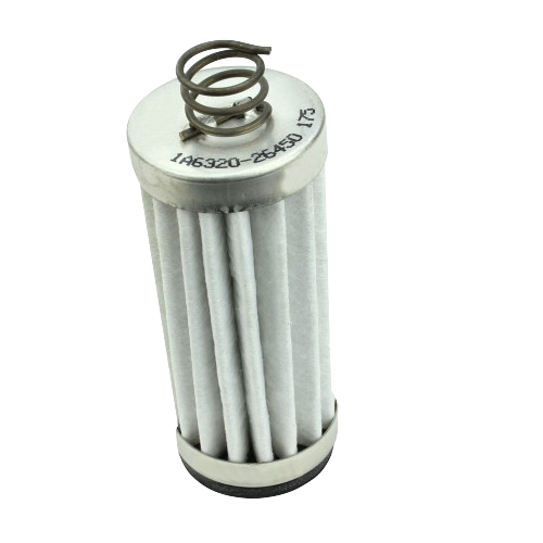 Cylindrical oil filter element with metal end caps and spring for John Deere transaxle maintenance