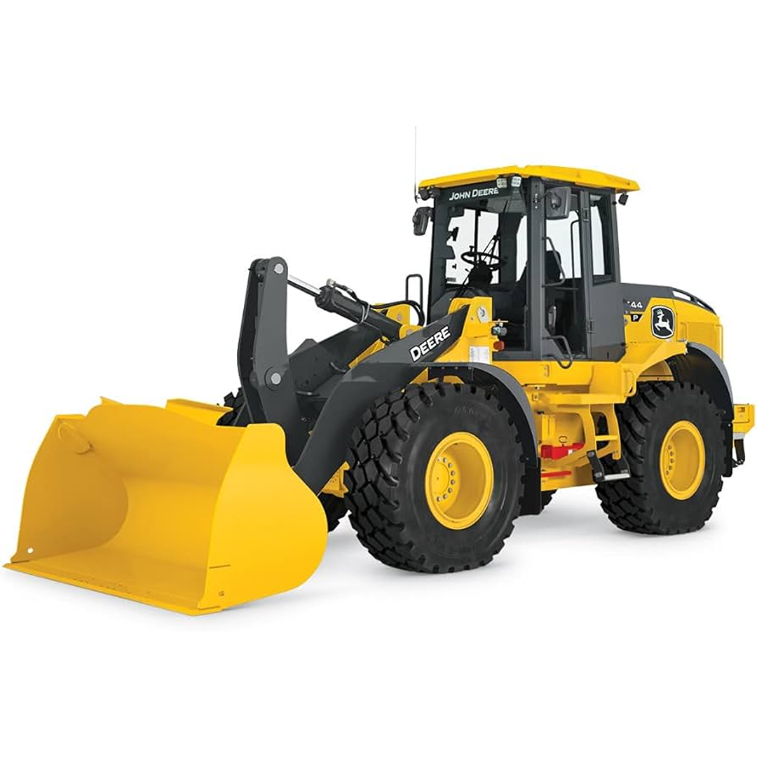 Yellow and black detailed 1:50 scale wheel loader replica with large bucket for construction and toy collections