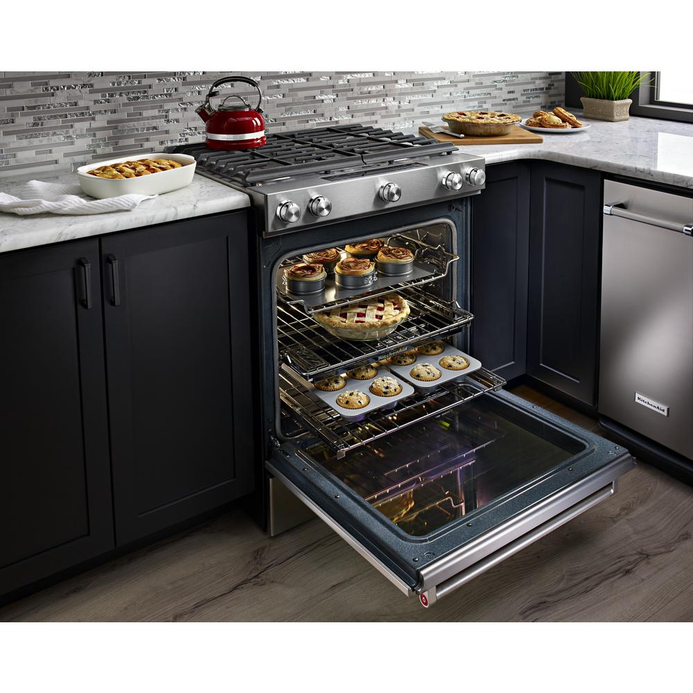 30-Inch 5 Burner Gas Convection Slide-In Range with Baking Drawer