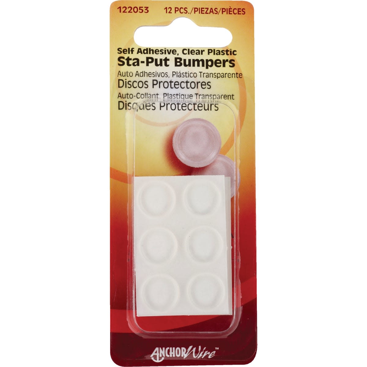 Clear round self-adhesive plastic bumpers for furniture protection in hardware and furniture accessories collections