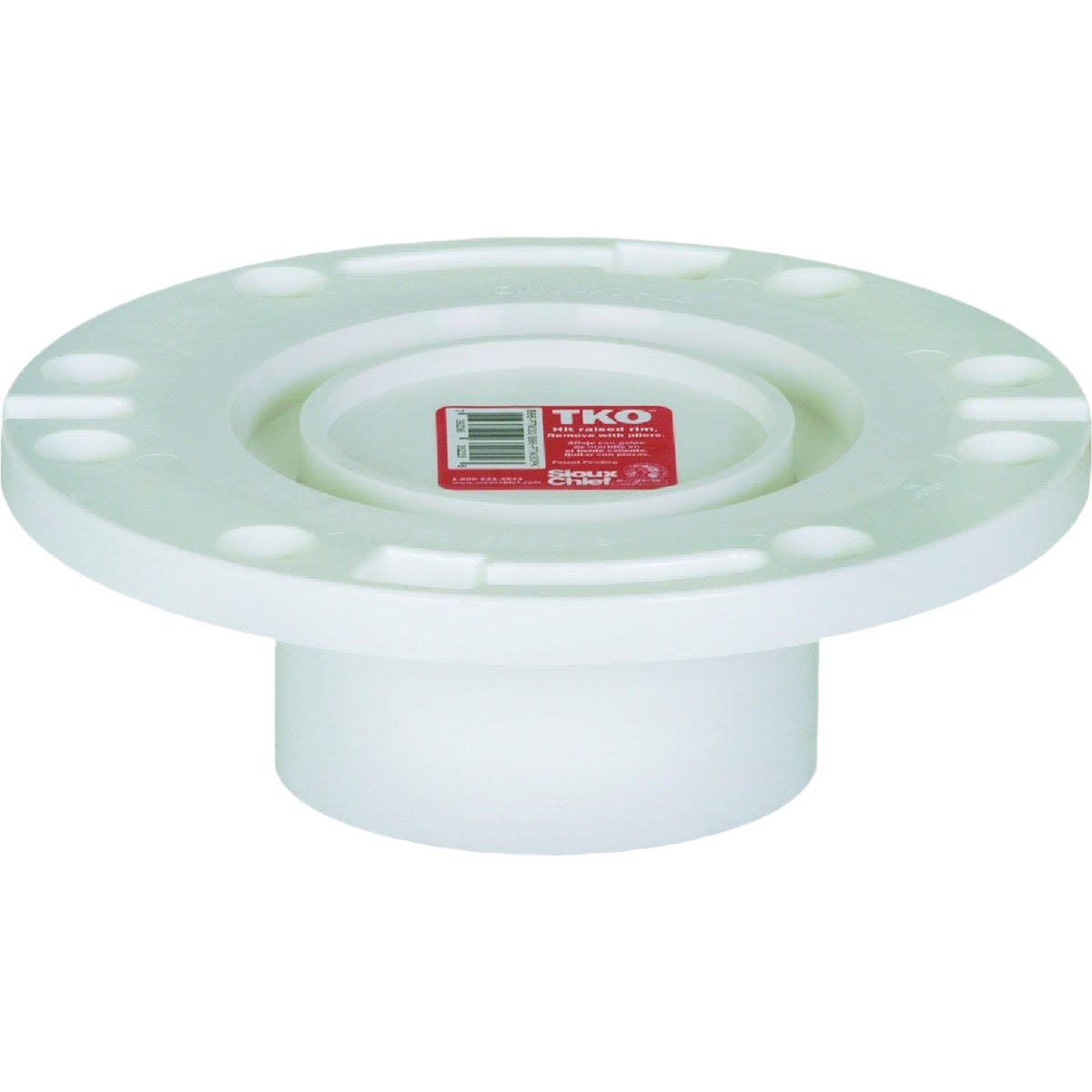 White PVC plumbing flange with multiple bolt holes, suitable for pipes and fittings in home improvement projects under $50 collection