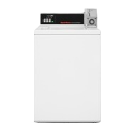 White 26-inch commercial top load washer with single coin drop and digital control, part of washers and appliances collection