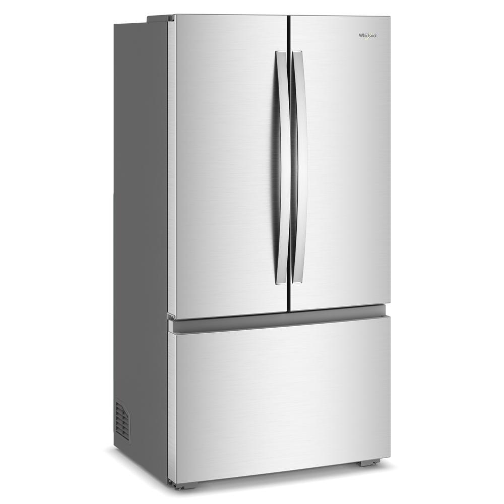 Brushed stainless steel 36-inch wide 3-door French door refrigerator for kitchen appliances collection