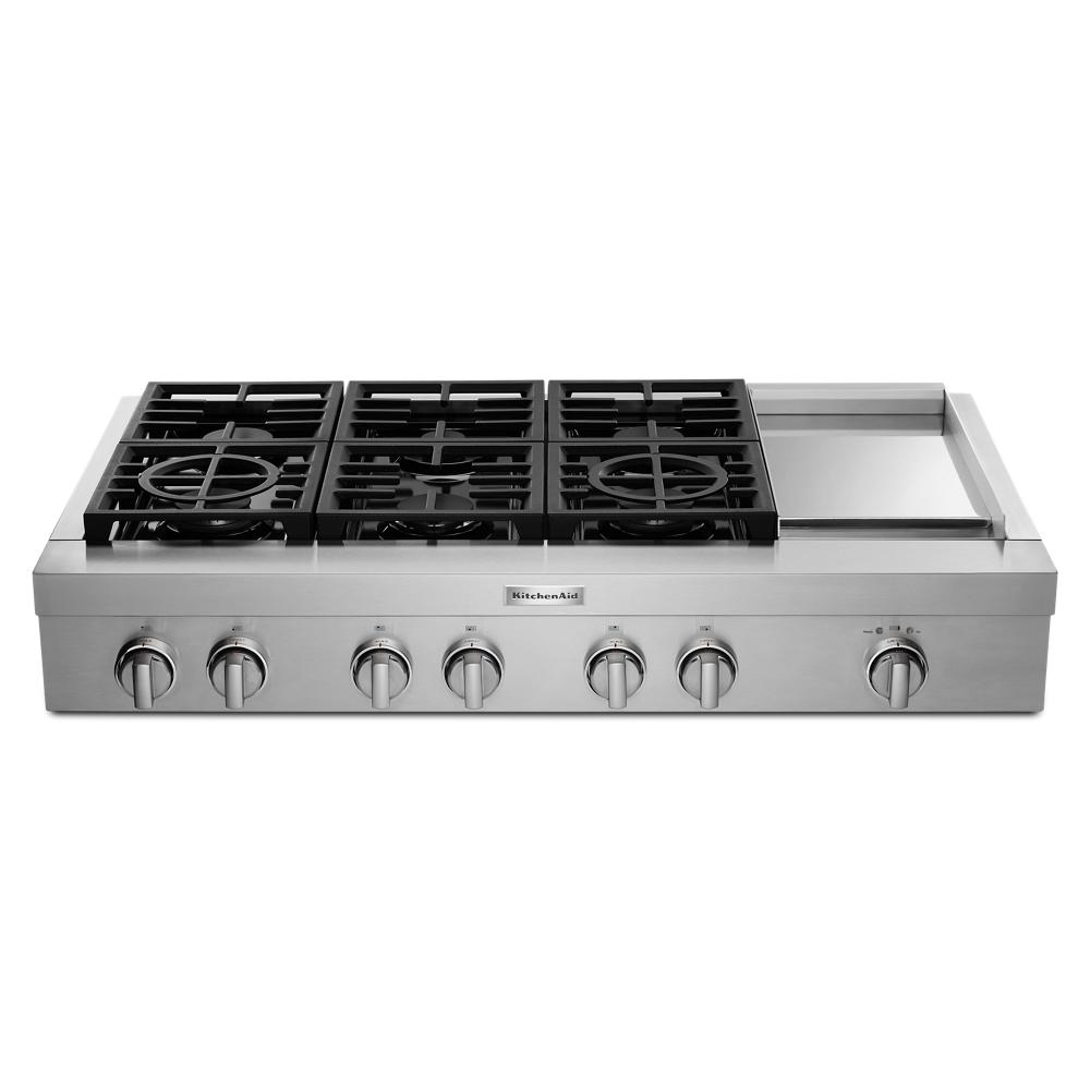 48-inch stainless steel gas rangetop with six burners and electric griddle from Kitchen & Kitchenware collection
