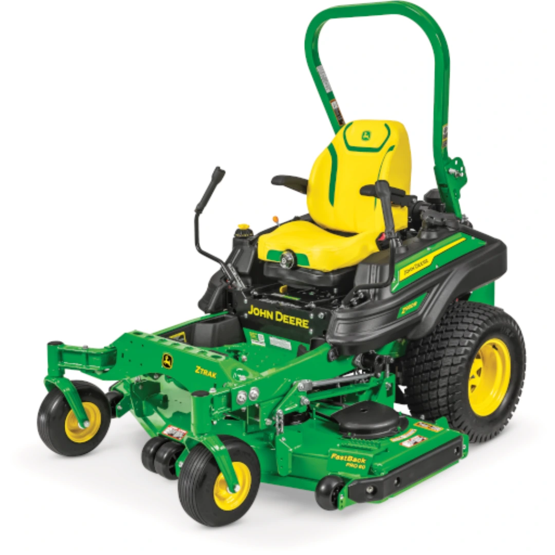 Green and yellow zero-turn riding mower with 60-inch deck, ergonomic seat, and heavy-duty rear tires for lawn care use