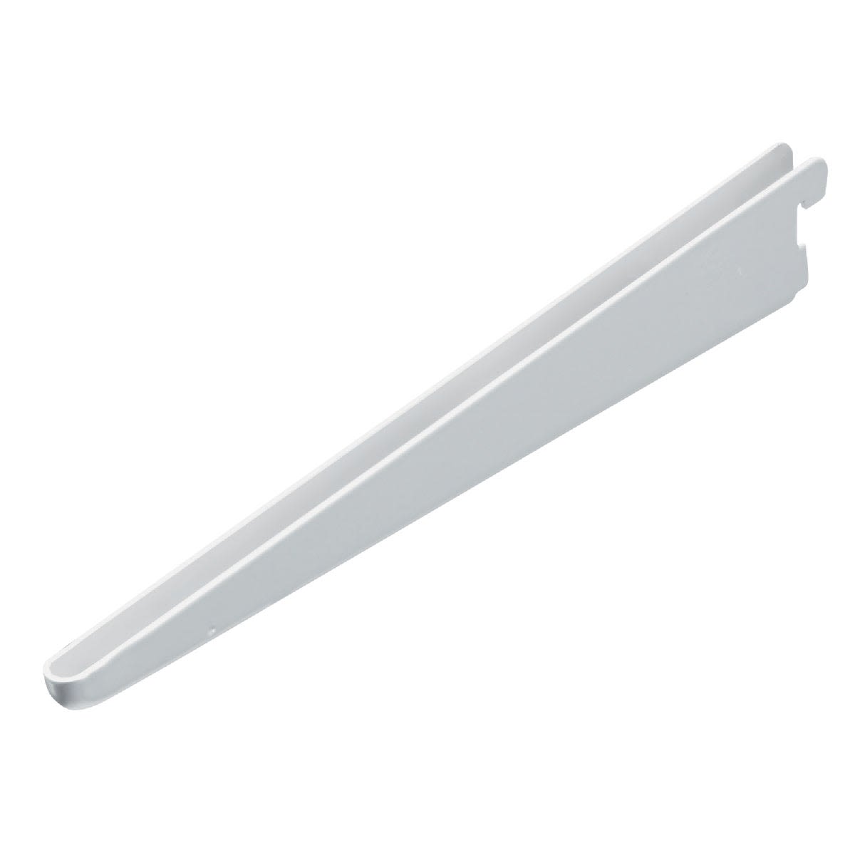 White wood bracket with angled support for shelving installation in tools and home improvement projects