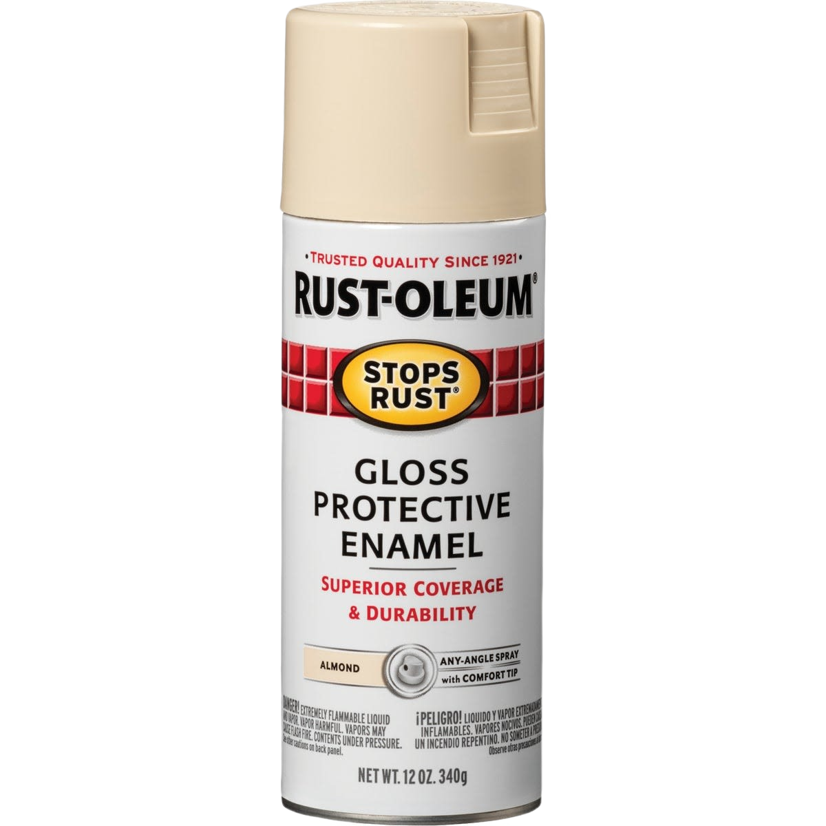 Almond gloss protective enamel spray paint can for home improvement in Rust Oleum under 50 dollars collections