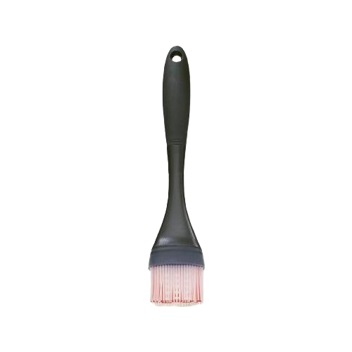 Black silicone basting brush with flexible bristles and ergonomic handle for cooking and home use