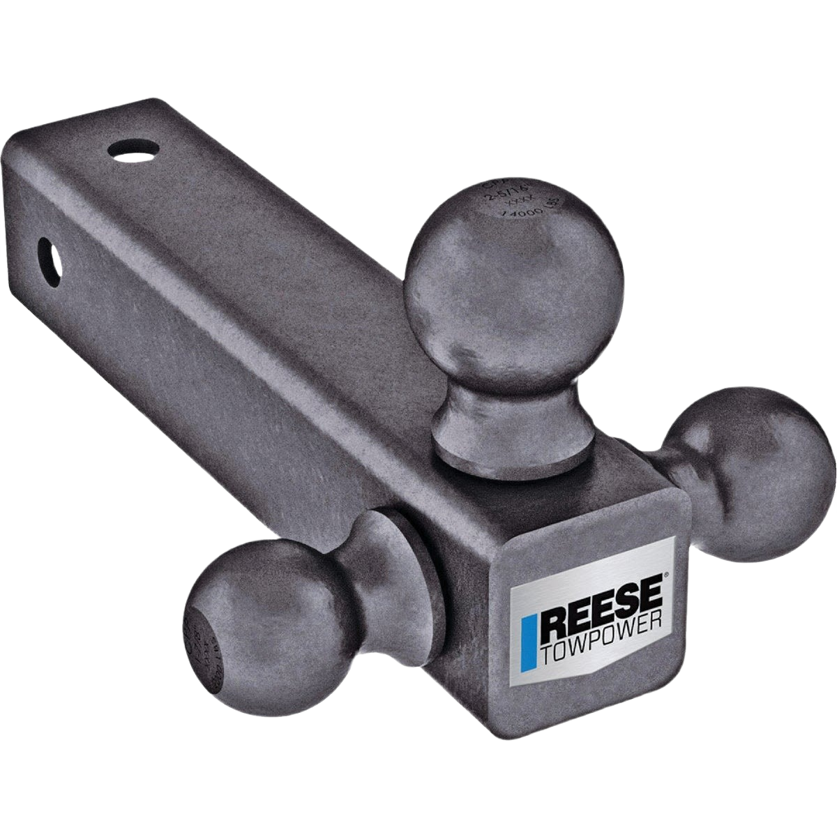 Metallic adjustable hitch ball mount with three hitch balls for trailers in towing equipment and automotive accessories collections
