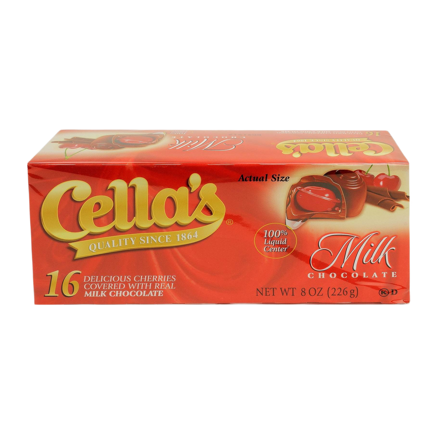 Box of 16 milk chocolate cherries with liquid center, part of Chips & Snacks and Food & Beverage collections under $50