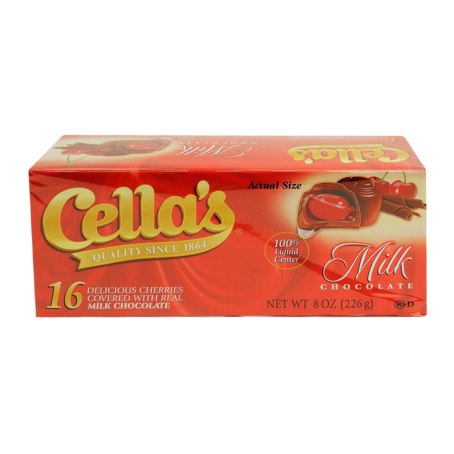 Box of 16 milk chocolate cherries with liquid center, part of Chips & Snacks and Food & Beverage collections under $50