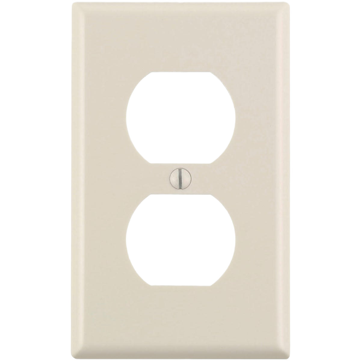 Light almond smooth plastic outlet wall plate with single gang design for home improvement projects