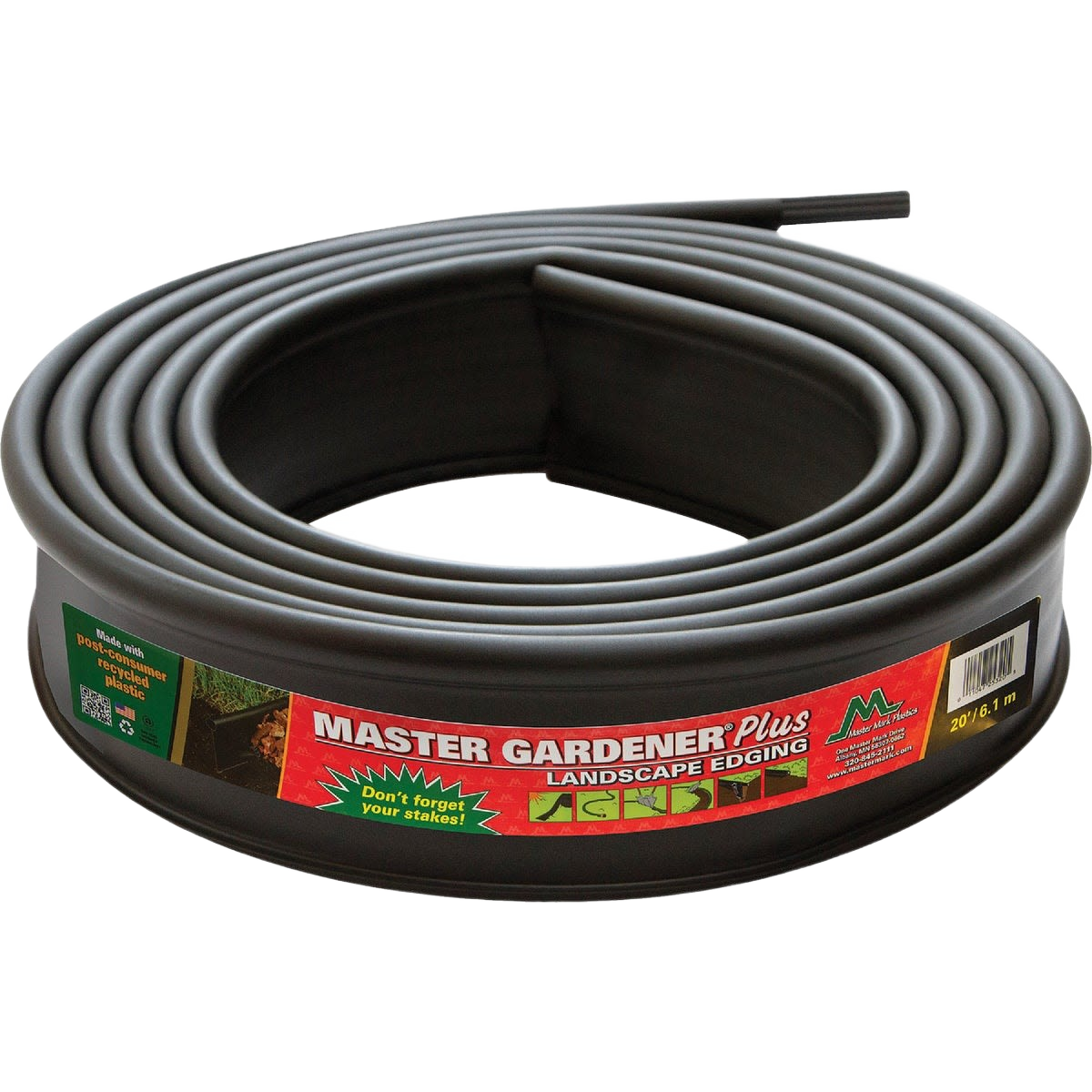 Coiled black plastic landscape edging designed for garden and lawn border installation in home improvement projects
