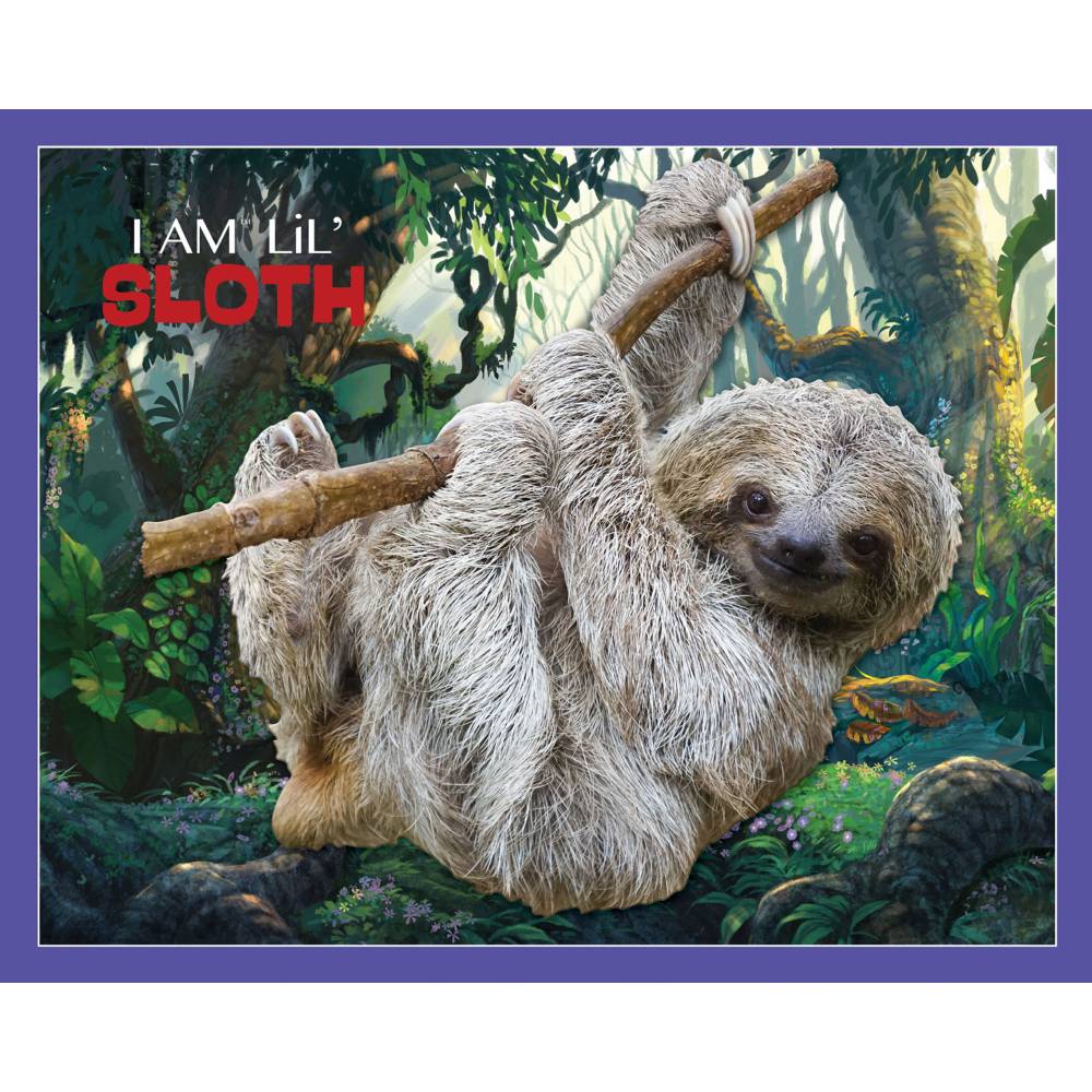 Colorful illustration of a cute sloth hanging on a branch for children’s puzzles in Toys & Games under $50 collection