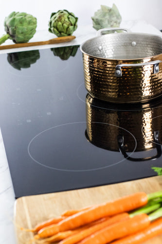 36-inch induction cooktop with European black mirror finish and five cooking zones for kitchen appliances and home improvement