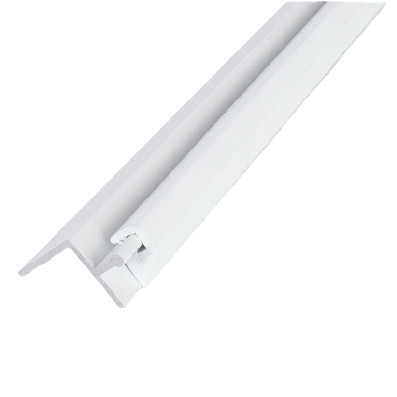 White no-spline porch screen system component with integrated screw slots for easy installation in home improvement projects