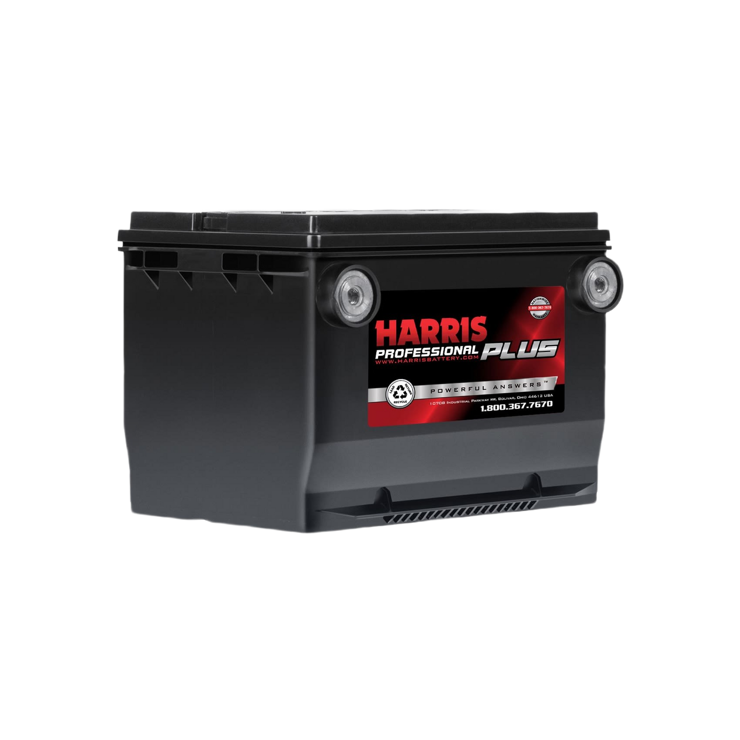 Black Harris Professional Plus 12Volt flooded lead acid battery for automotive use in home improvement and tools collection