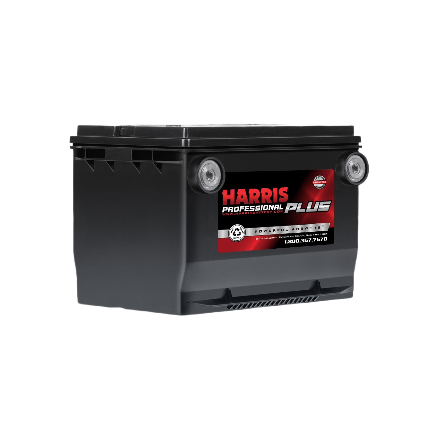 Black Harris Professional Plus 12Volt flooded lead acid battery for automotive use in home improvement and tools collection