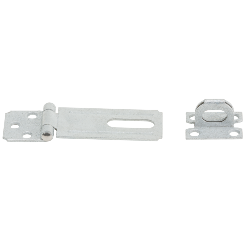 Galvanized steel non-swivel safety hasp with brass pin for door and gate security in home improvement collections
