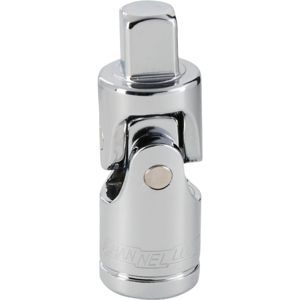 Chrome-plated universal joint with 1/2 inch drive for flexible socket wrench use in tools and home improvement tasks