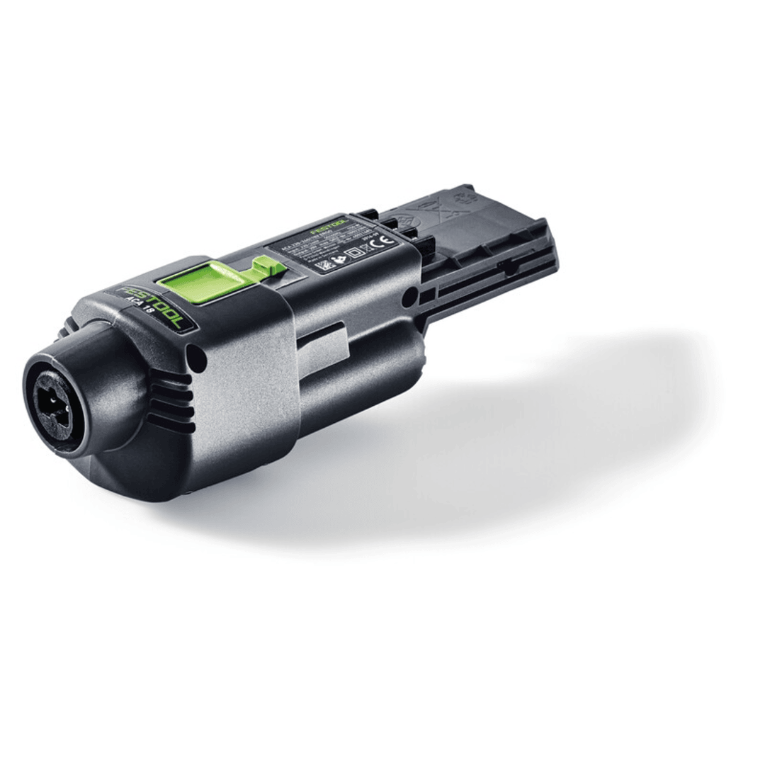 Black and green ergonomic mains line adapter for power tools in Festool accessories and tool collections