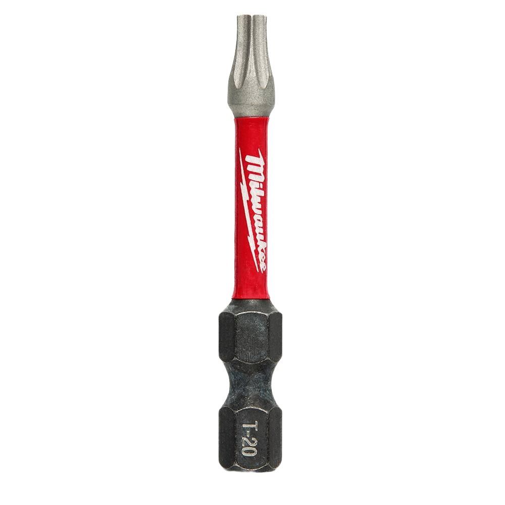 Red and black 2-inch T20 TORX impact driver bit for power tools in Milwaukee tool accessories collection under $50