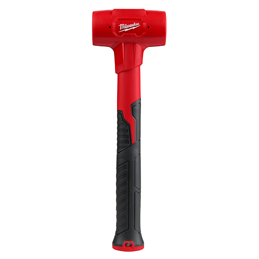 Red and black 28oz dead blow hammer with ergonomic grip designed for tools and home improvement tasks