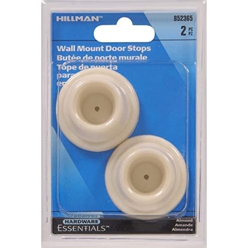 Almond plastic wall mount stops with self-adhesive backing for home improvement and furniture hardware collections