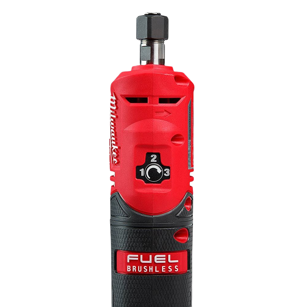 Red and black compact cordless die grinder with variable speed control for tools and home improvement tasks