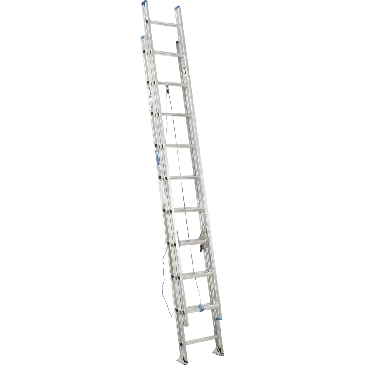 Lightweight 20-foot aluminum extension ladder with slip-resistant feet for safe home improvement and tool access tasks