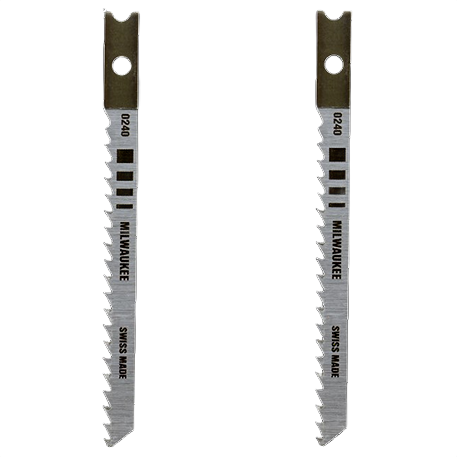 Two silver wood-cutting jigsaw blades with U-shank ends and 8 teeth per inch for precision home improvement tasks