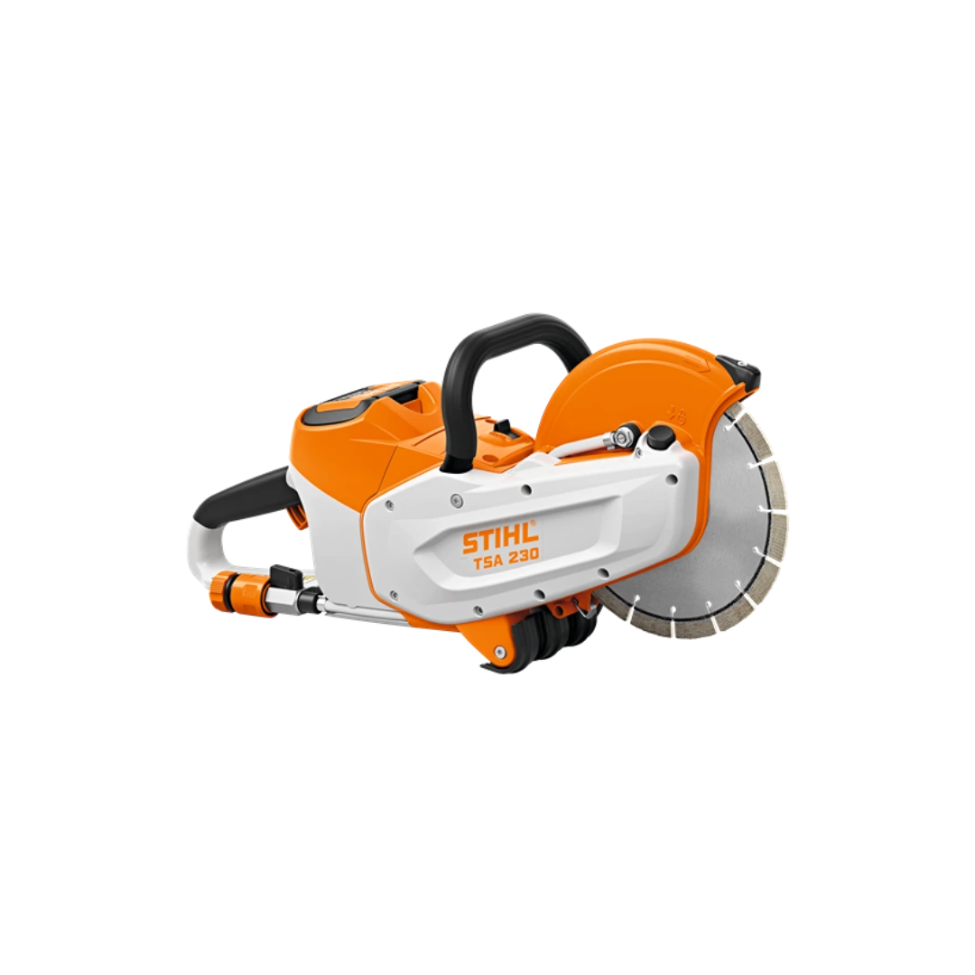 Orange and white portable cut-off saw designed for precision cutting in tools and home improvement projects