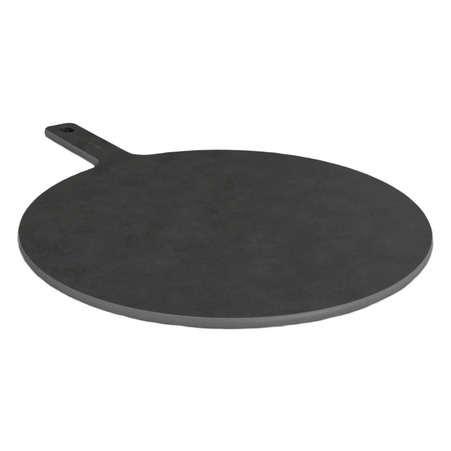 Black fiberboard pizza server with handle for serving and sharing 14-inch pizzas, part of grill accessories collections under $50