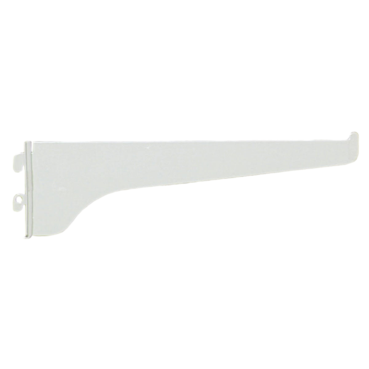 White steel shelf bracket with reinforced design for sturdy shelving support in storage and organization solutions
