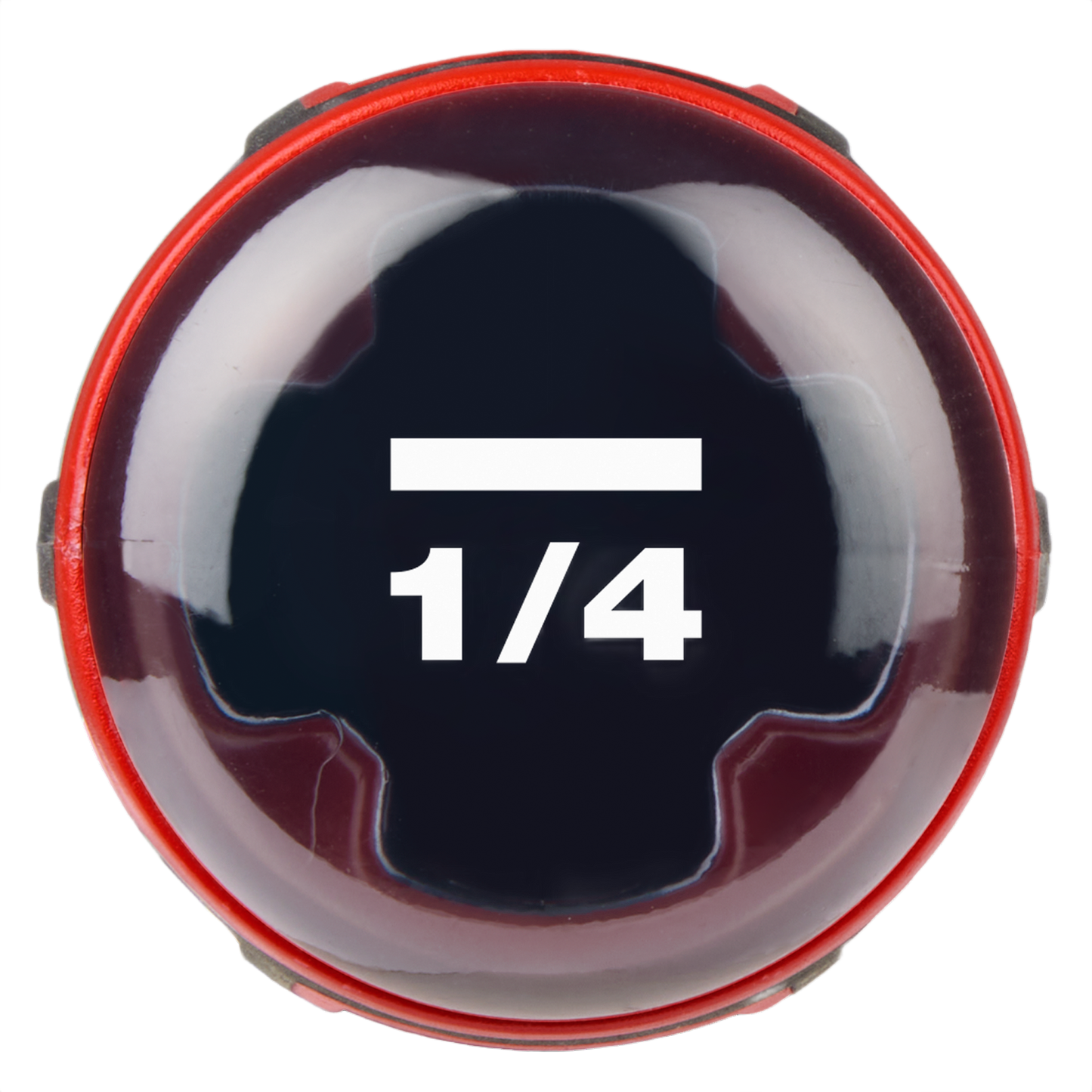 Close-up of red and black cushion grip screwdriver handle with 1/4 inch slotted bit marking for home improvement use