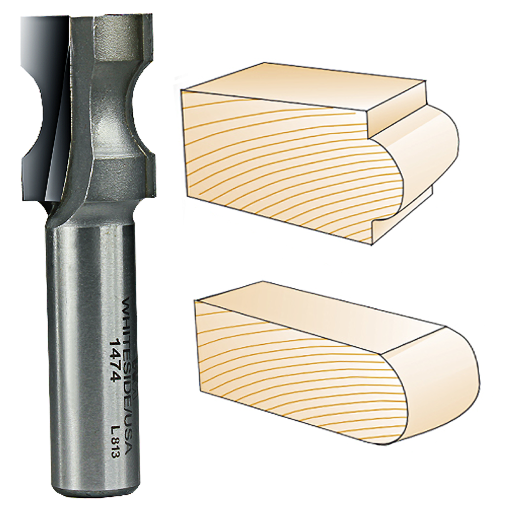 Router bit with oval edge profile for woodworking smooth edge shaping in tool accessories and power tool collections