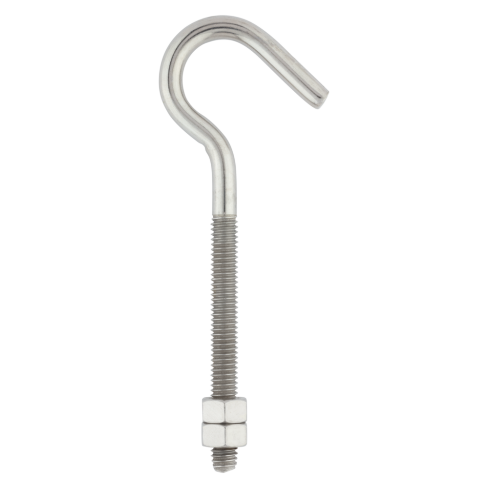 Stainless steel hook bolt with hex nuts for durable outdoor hardware, fasteners, and home improvement projects