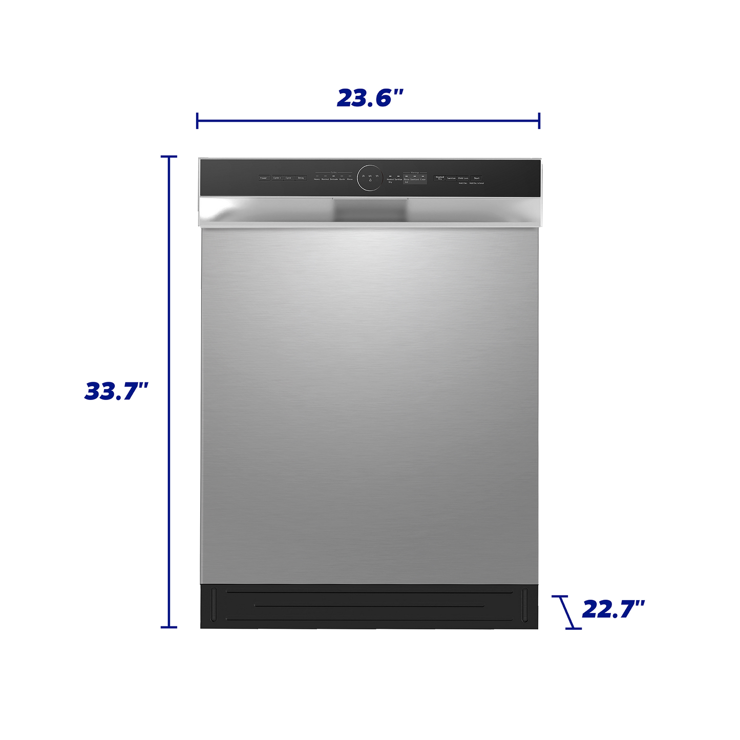 Compact stainless steel front control dishwasher with digital interface, suitable for built-in kitchen appliances and dishwashers collection